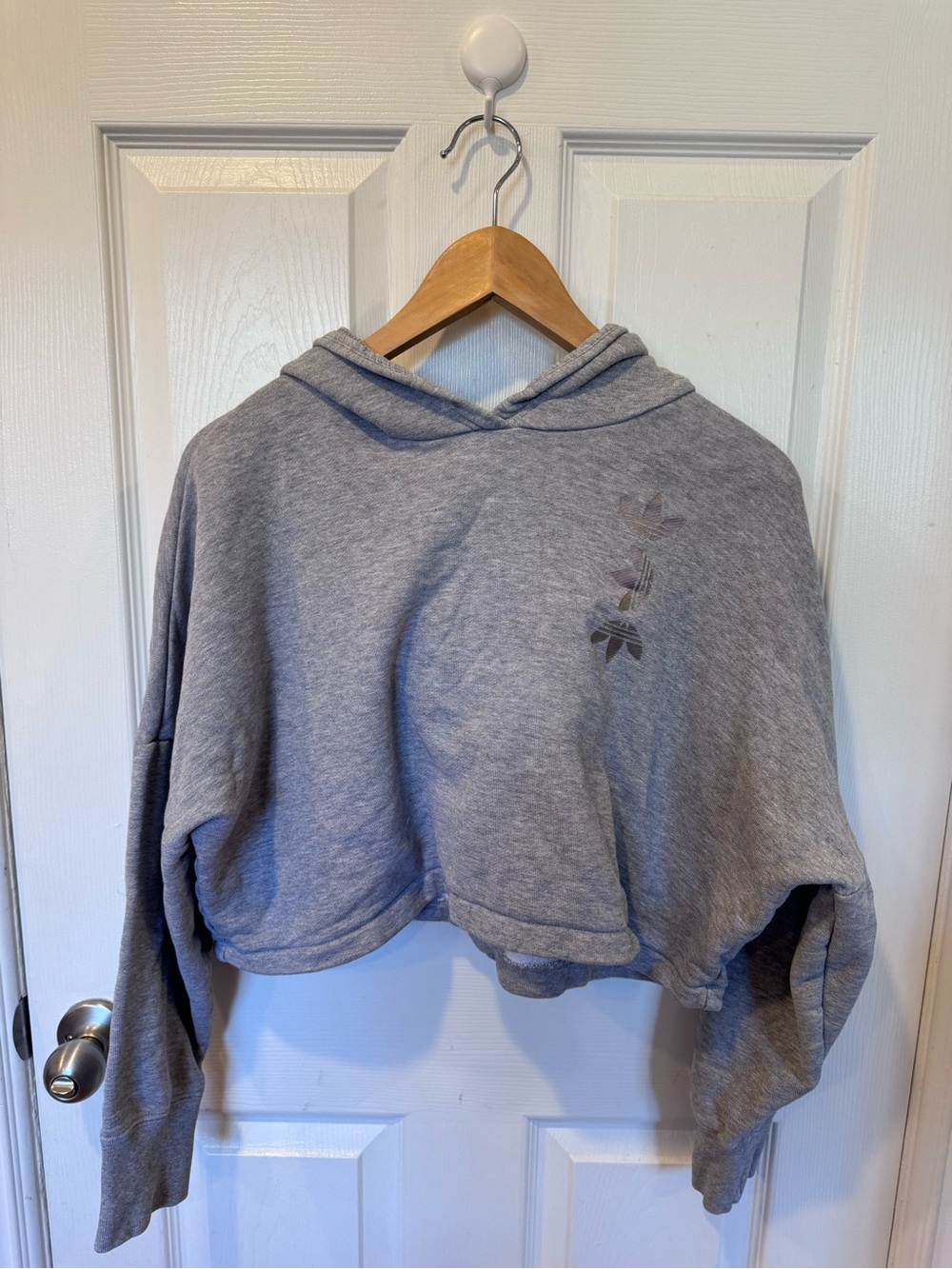 adidas Gray Cropped Hoodie Sweater